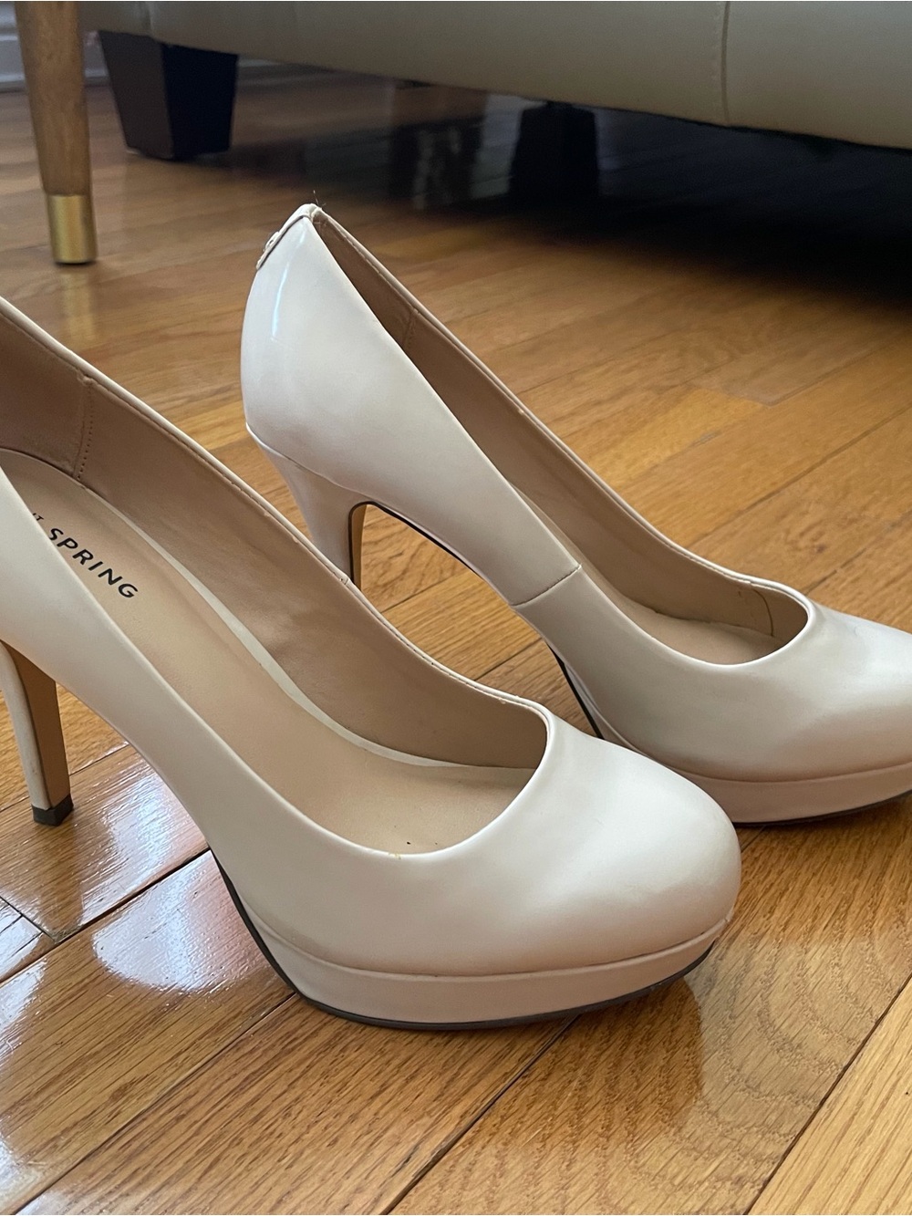 Call It Spring Cream Patent Platform Heels